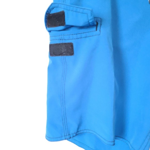 EZEKIEL Mens Tie Waist Swim Board Shorts Sz 28 Blue Logo Pocket - Picture 5 of 8
